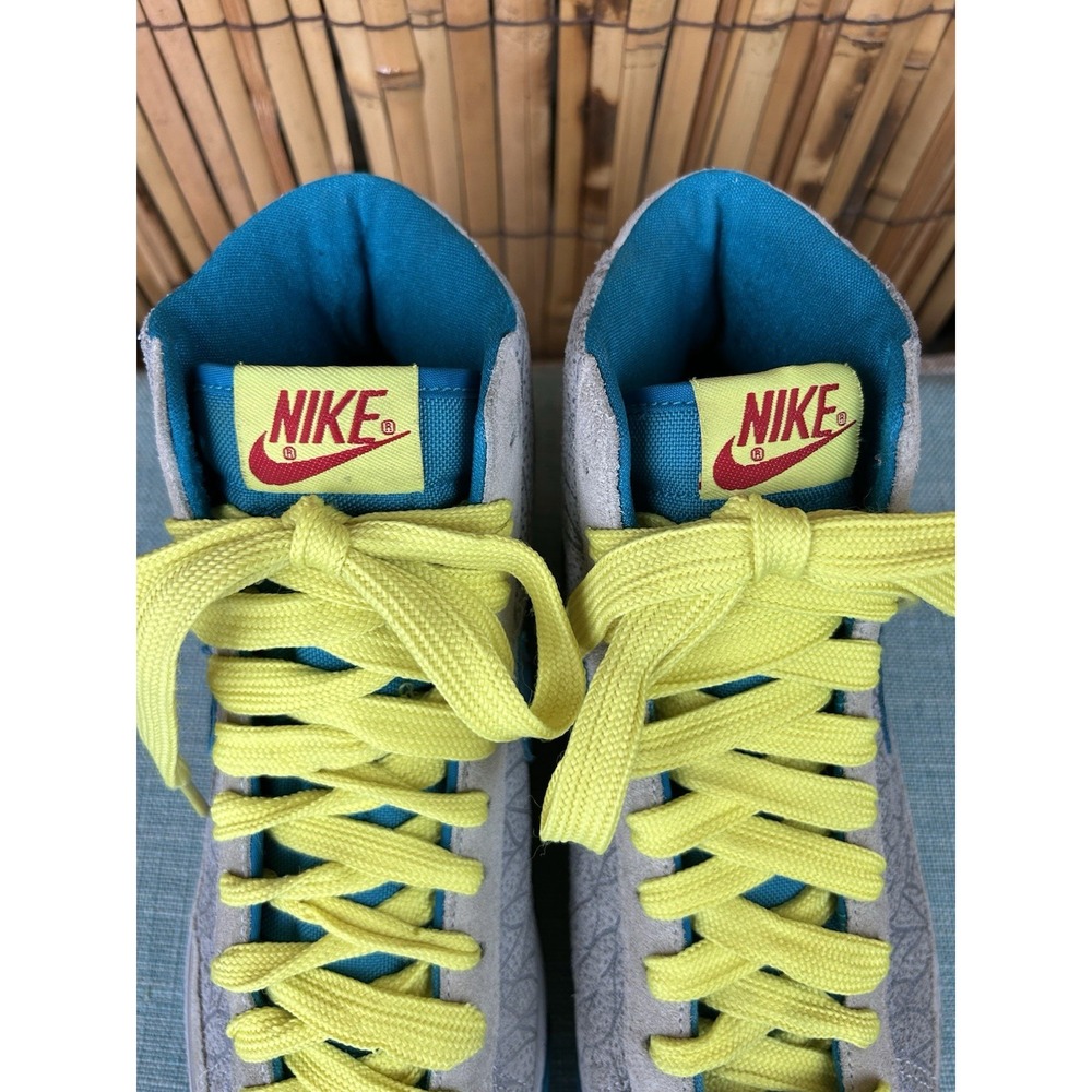 NIKE Blazer Hi VTG 2009 Metallic Platinum Grass Blue Yellow Women's Size 9 - Picture 8 of 12